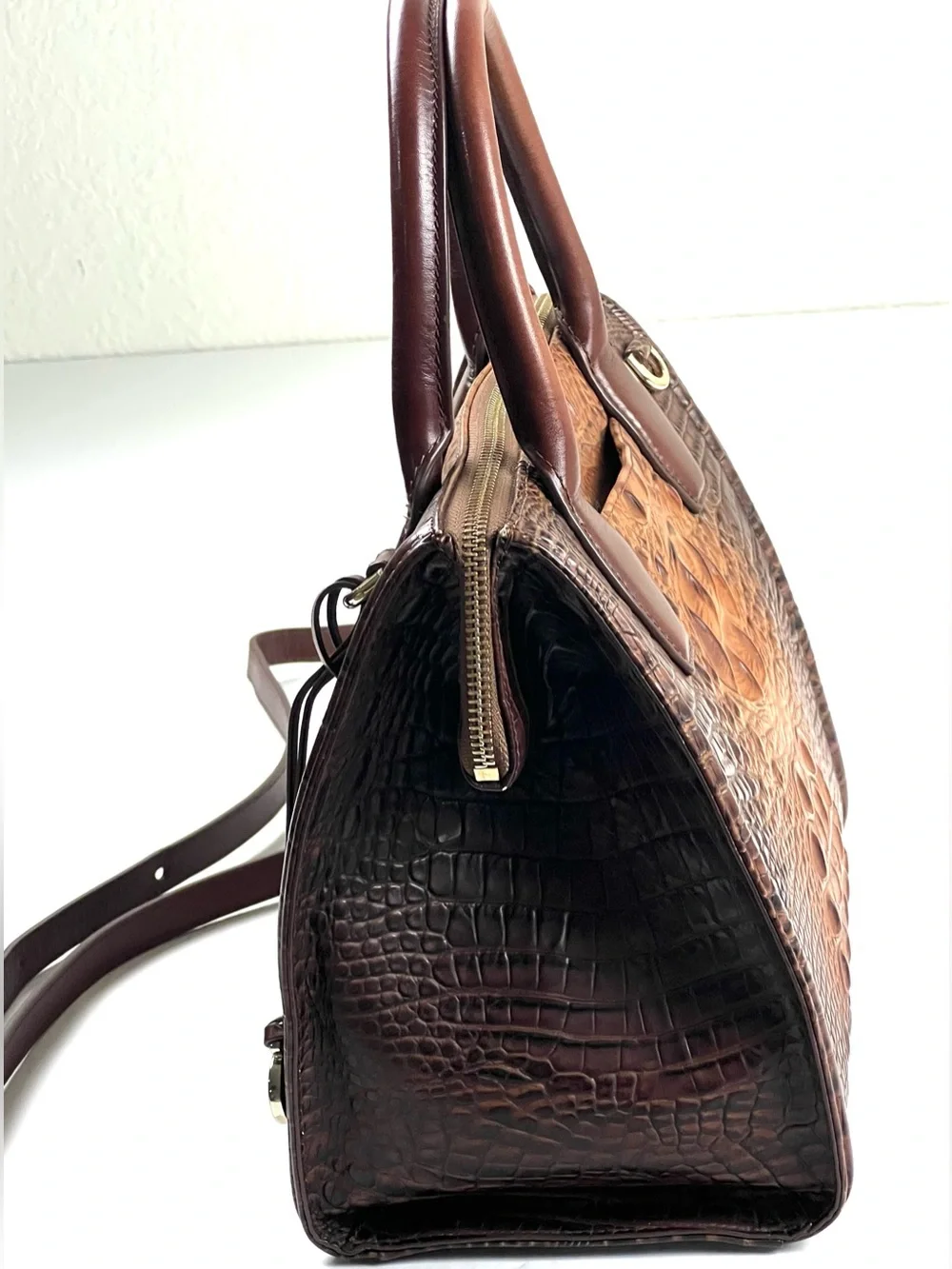 Brahmin Carolina Satchel Pecan Melbourne with Crossbody Strap